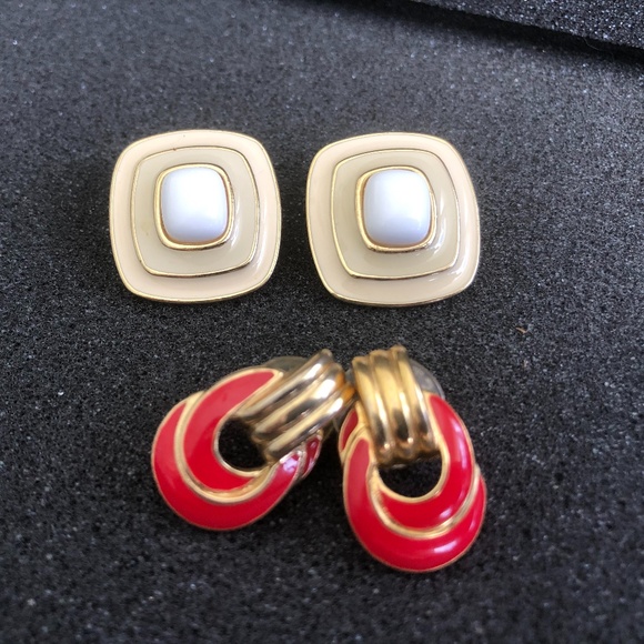 Trifari Jewelry - Trifari pierced earrings: 2 pair Trifari Jewelry - Trifari pierced earrings: 2 pair